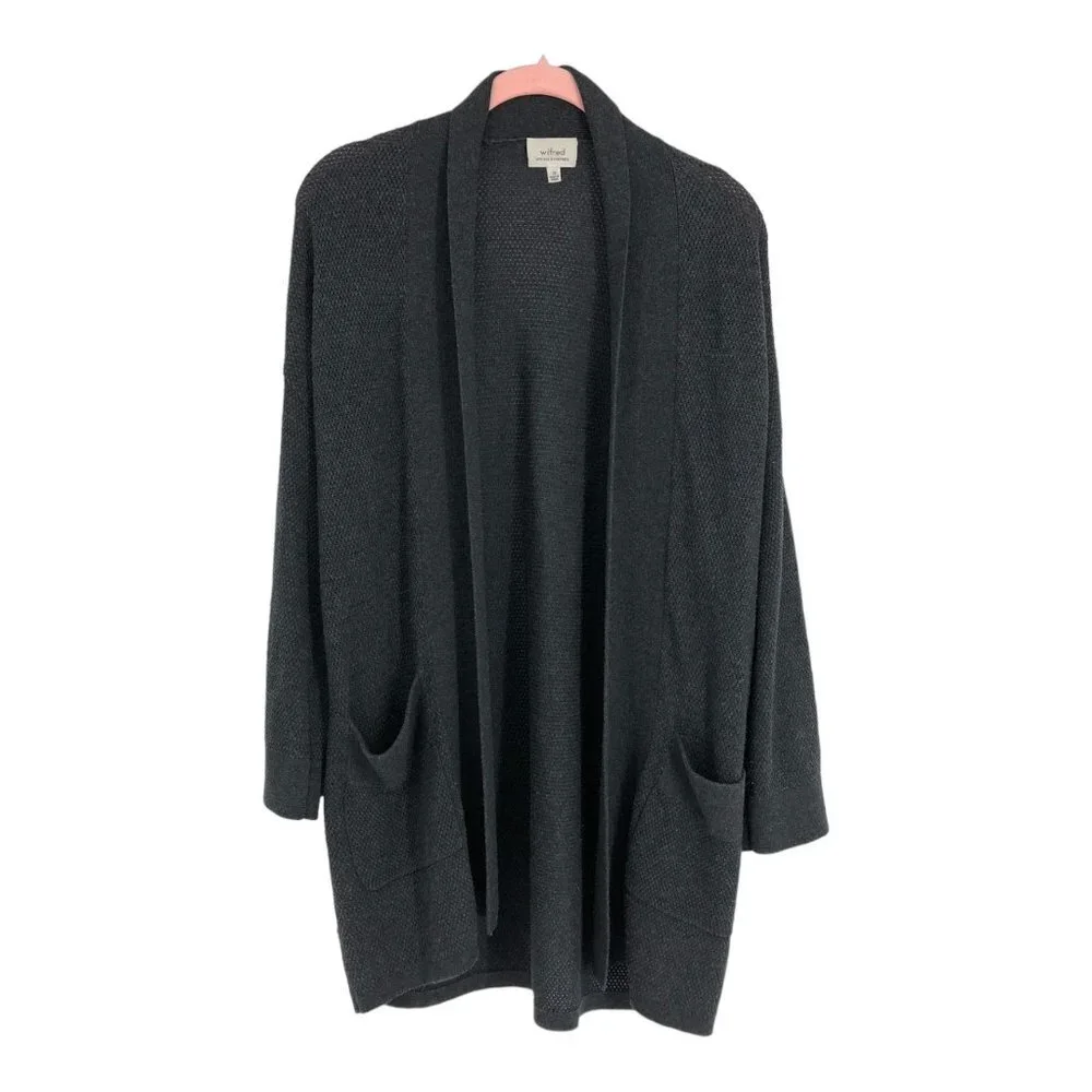 Aritzia Wilfred Grey Knit  Copernic Silk Cashmere Open Cardigan size XXS - Picture 3 of 16